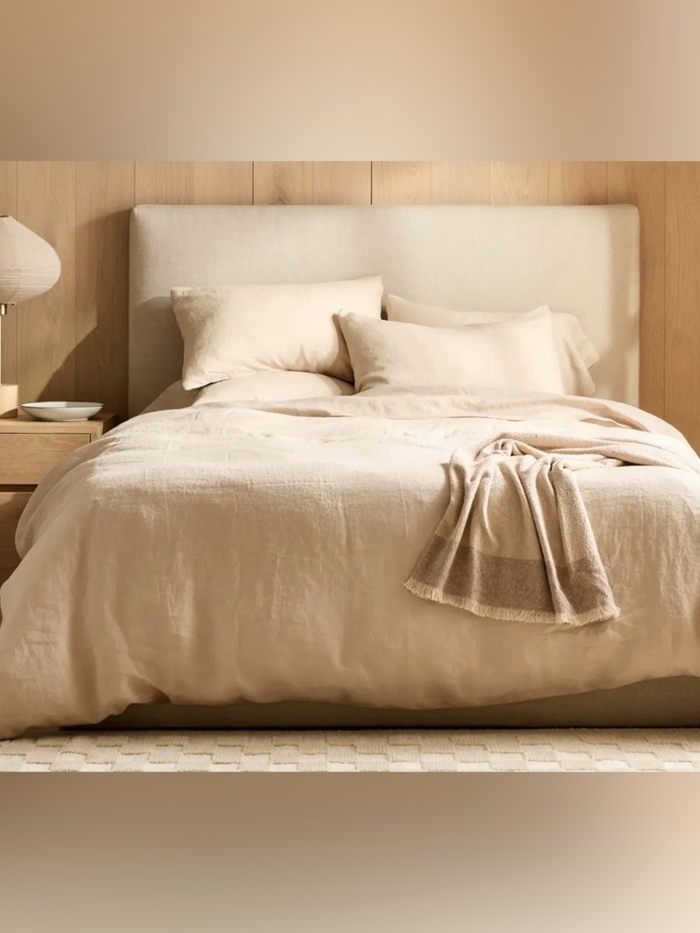 NWOT Quince European Linen 3 Pc Duvet Cover Set, King/Cal (Oat)